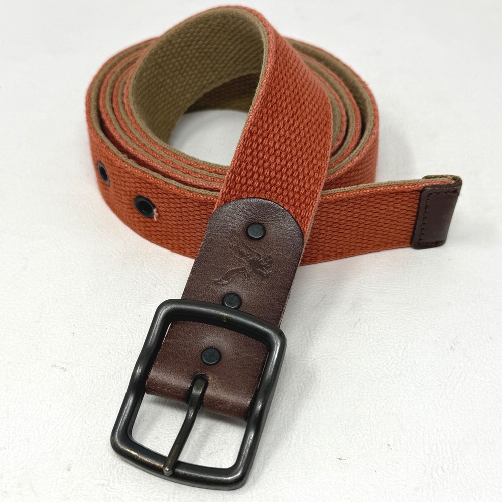 American Eagle Reversible Webbing Belt Orange Tan Large Skater Hipster Casual